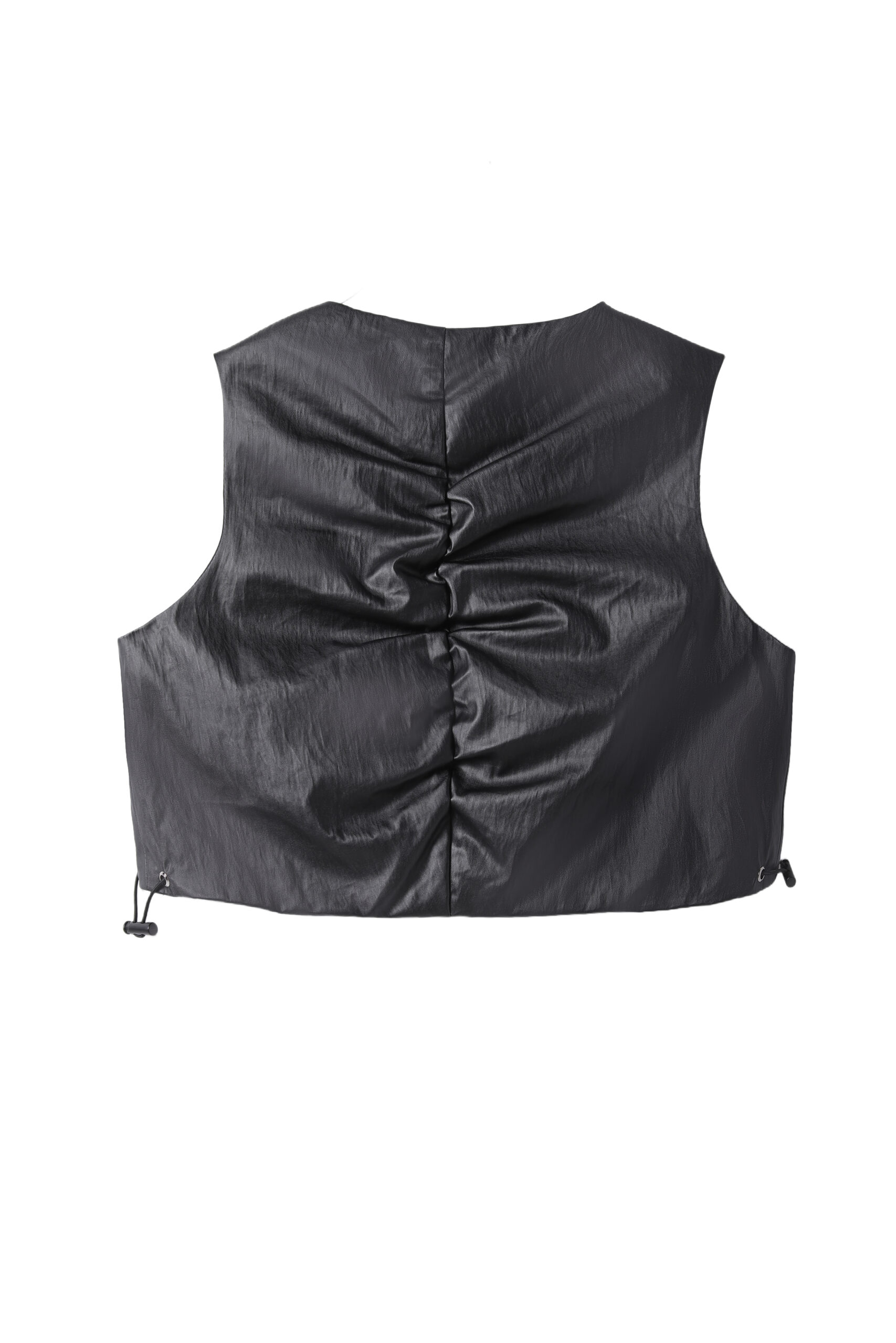 Coated Cotton Cropped Vest - Image 2