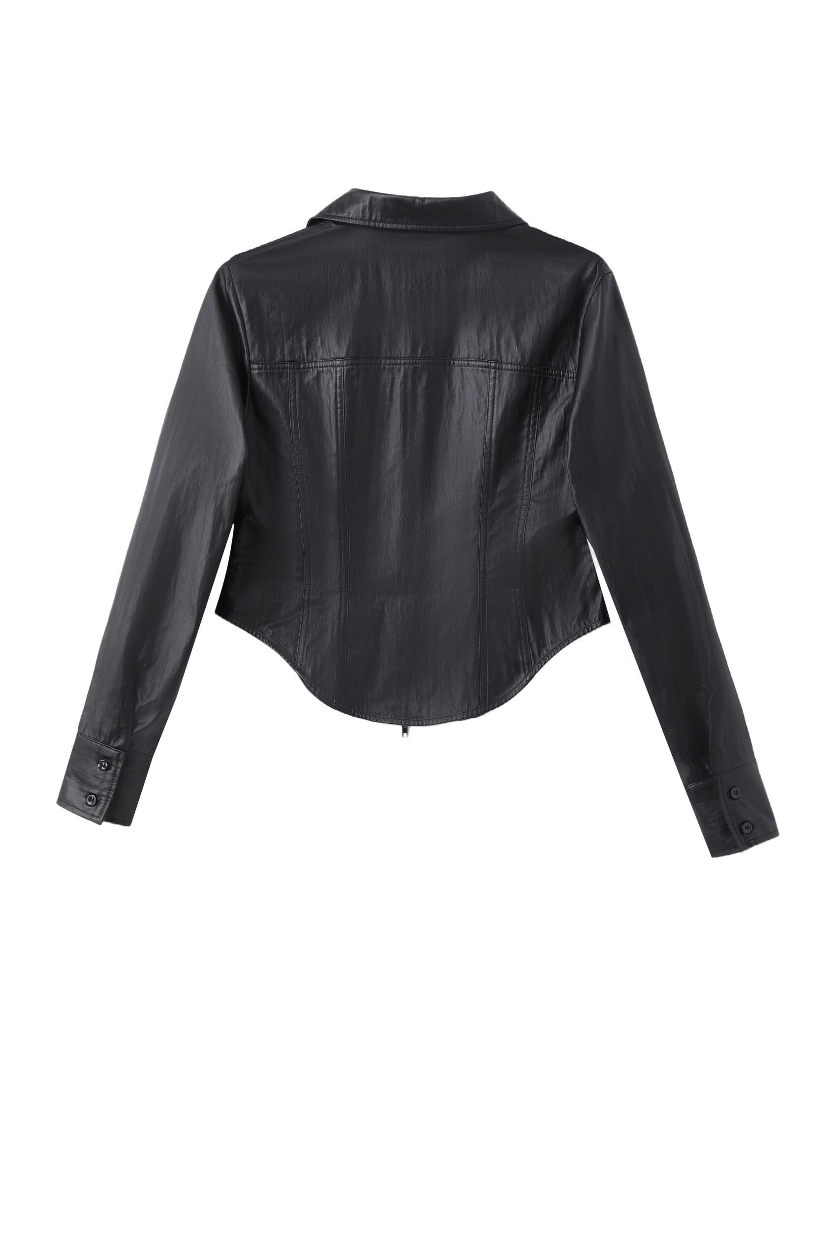 Coated Cotton Slim Zip up Shirt - Image 4