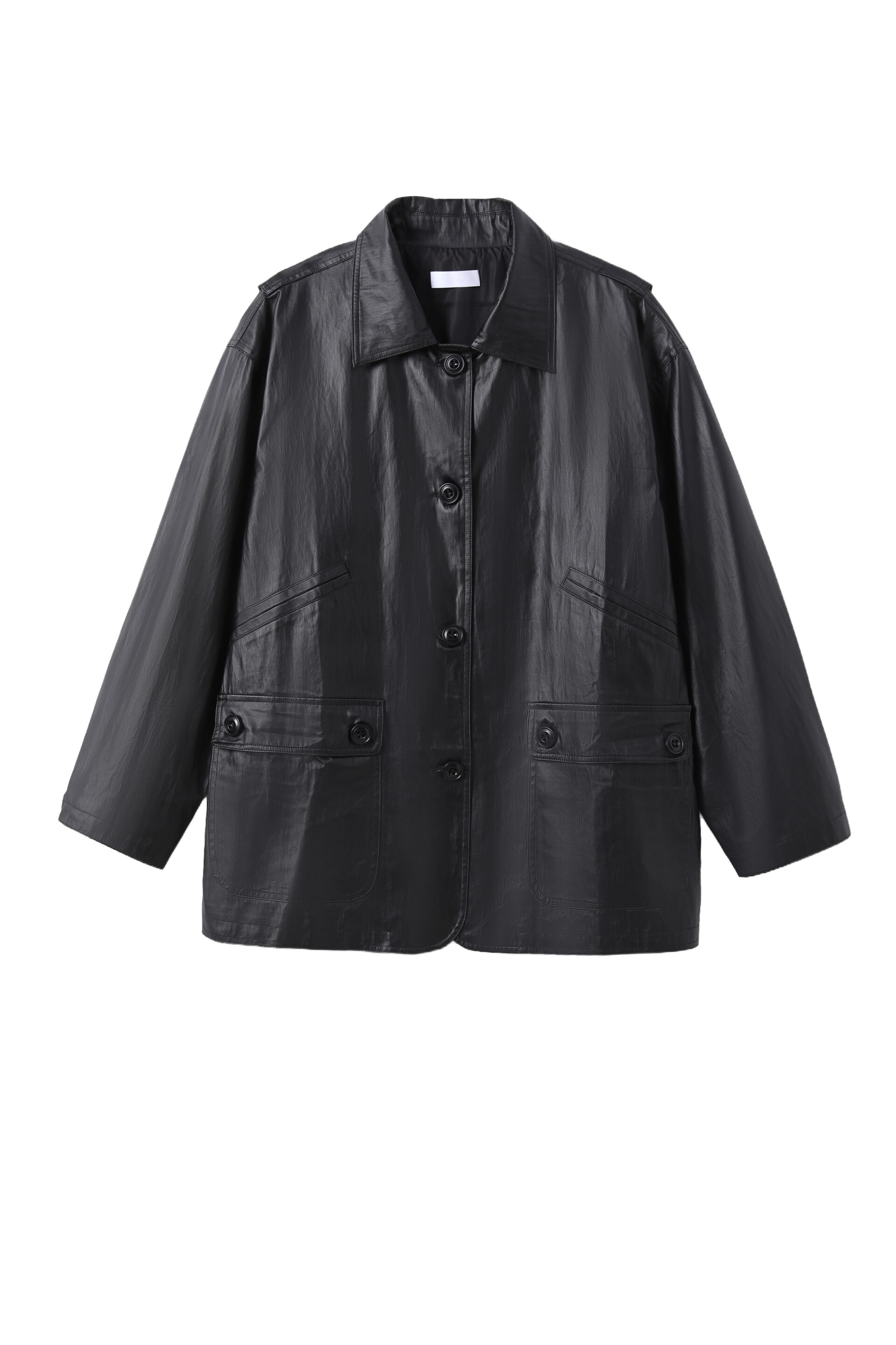 Lightweight Faux Leather Coated Cotton Jacket