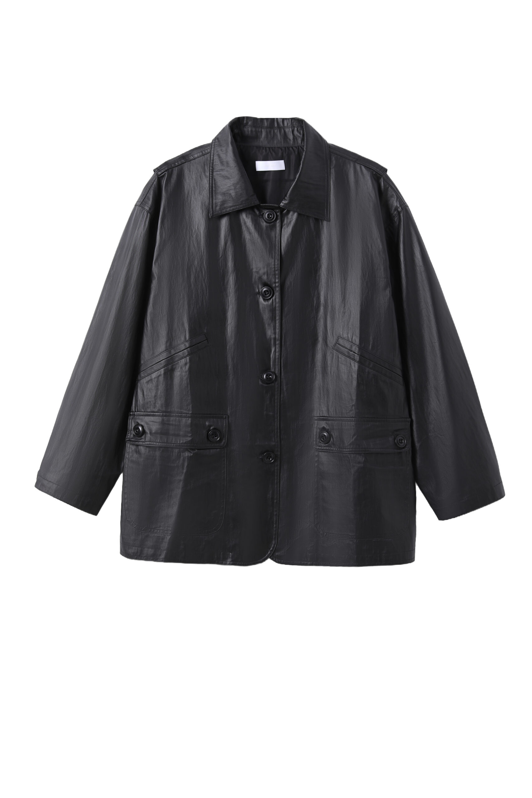Lightweight Faux Leather Coated Cotton Jacket