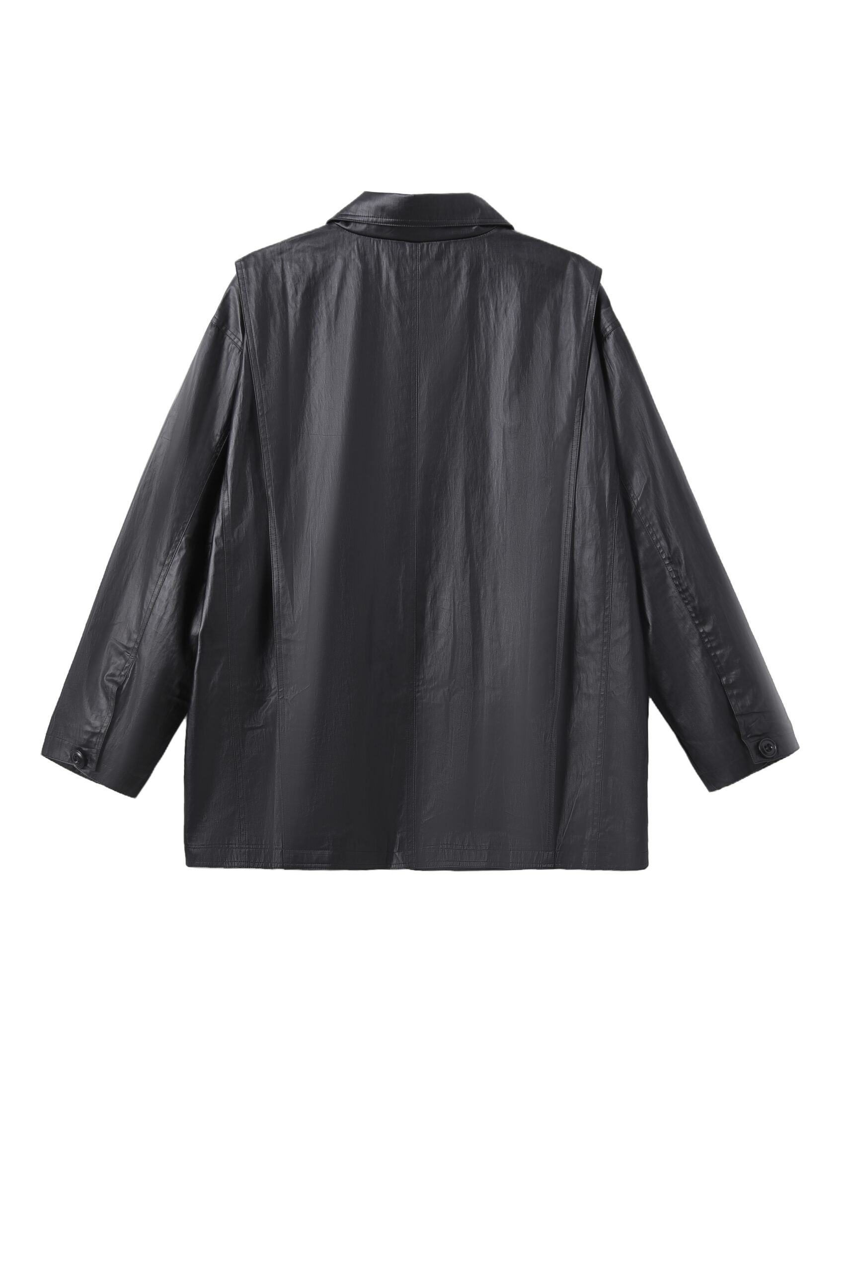Lightweight Faux Leather Coated Cotton Jacket - Image 4