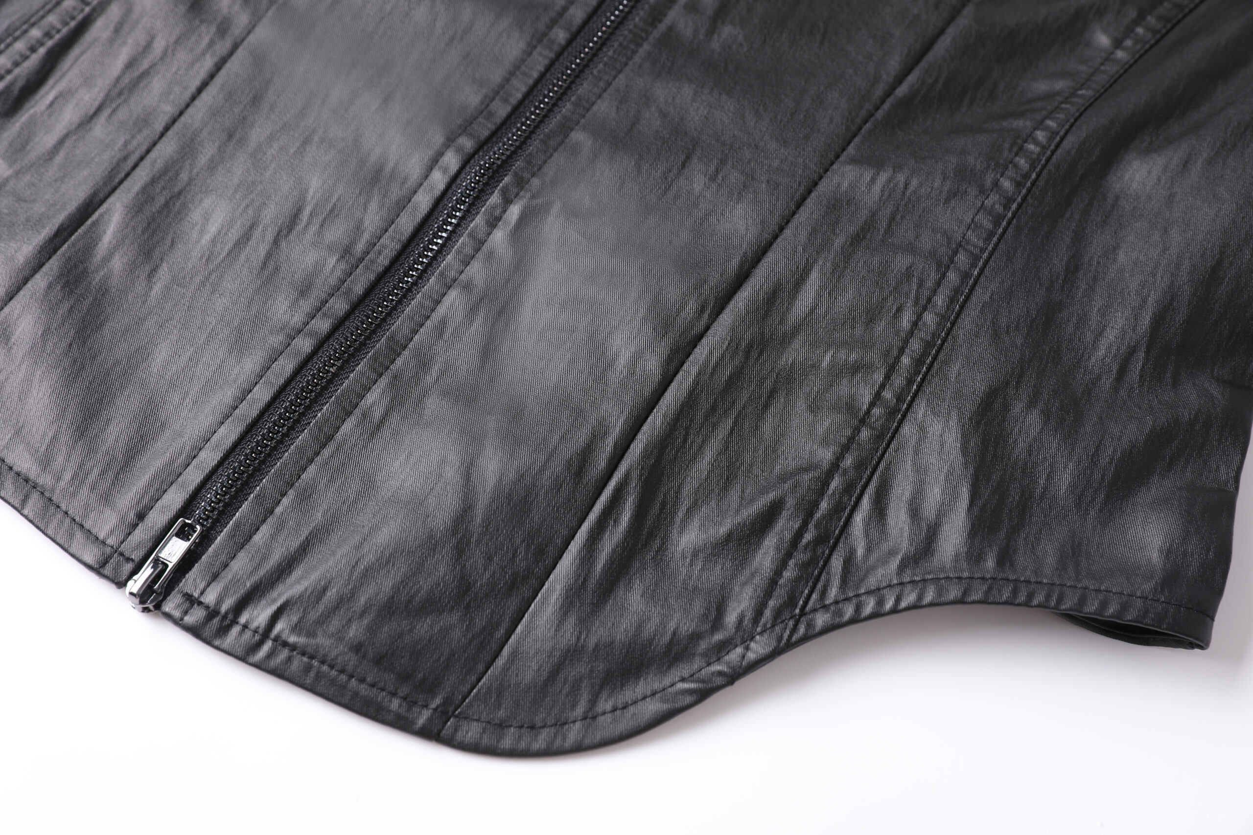 Coated Cotton Slim Zip up Shirt - Image 3