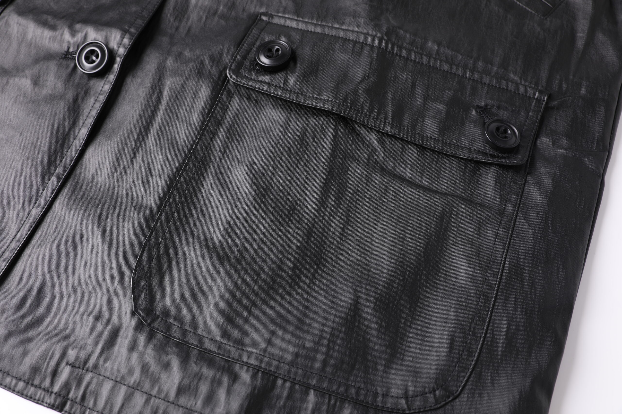 Lightweight Faux Leather Coated Cotton Jacket - Image 5