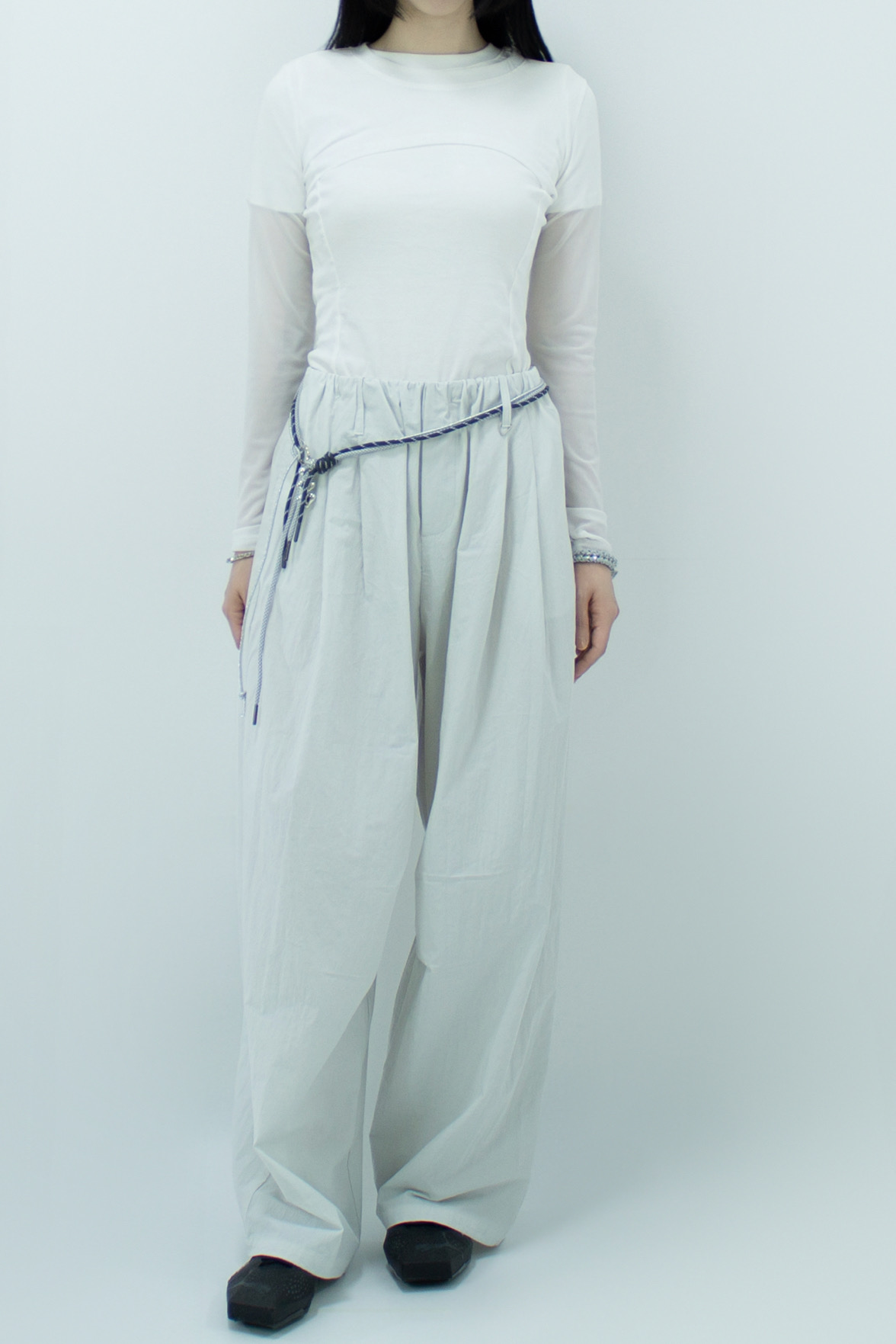 Light Grey Lounge Pants with Knot Belt
