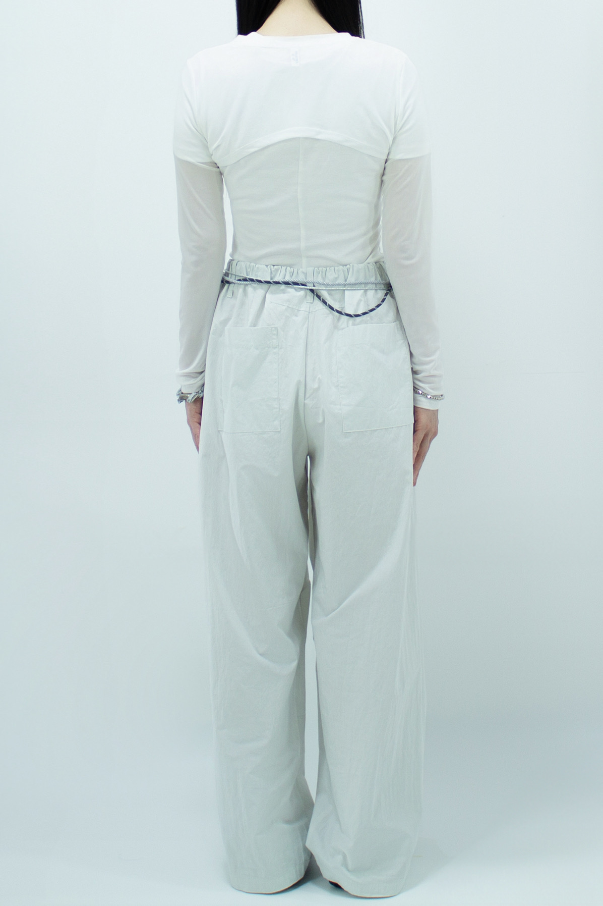 Light Grey Lounge Pants with Knot Belt - Image 4