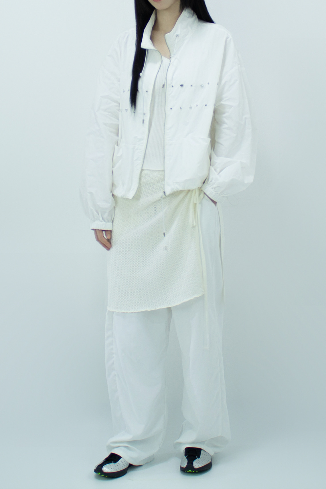 Embellished Metal Windbreaker Jacket