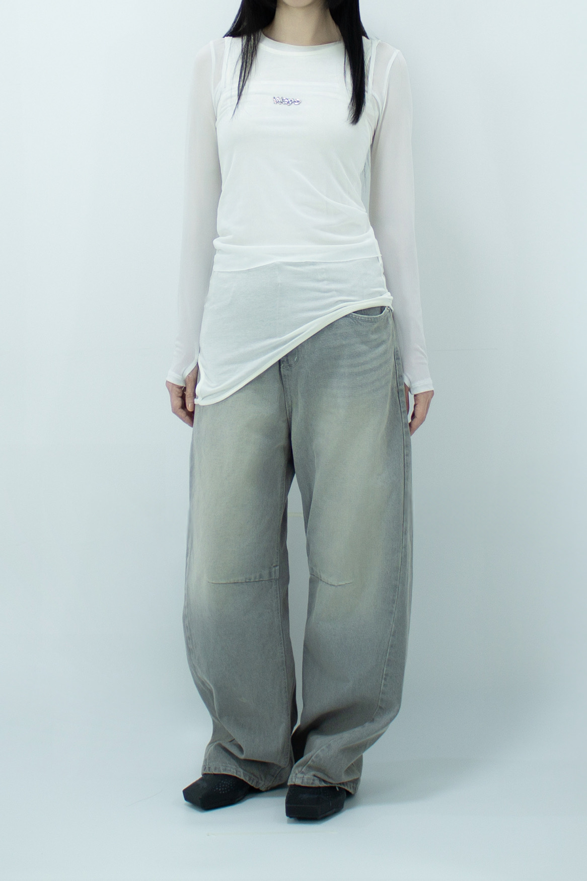 White Asymmetrical Layers Tank Top Set