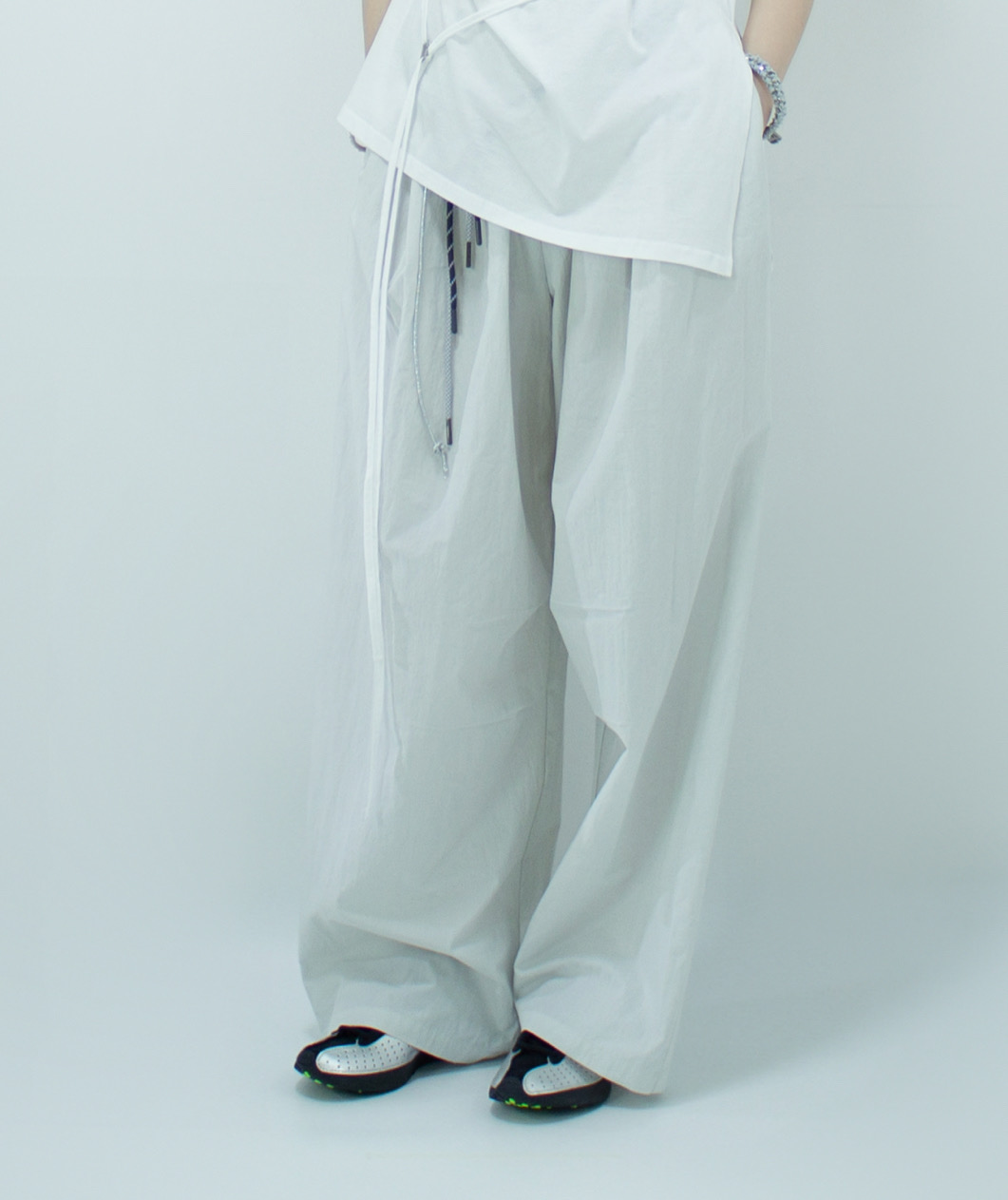 Light Grey Lounge Pants with Knot Belt - Image 3