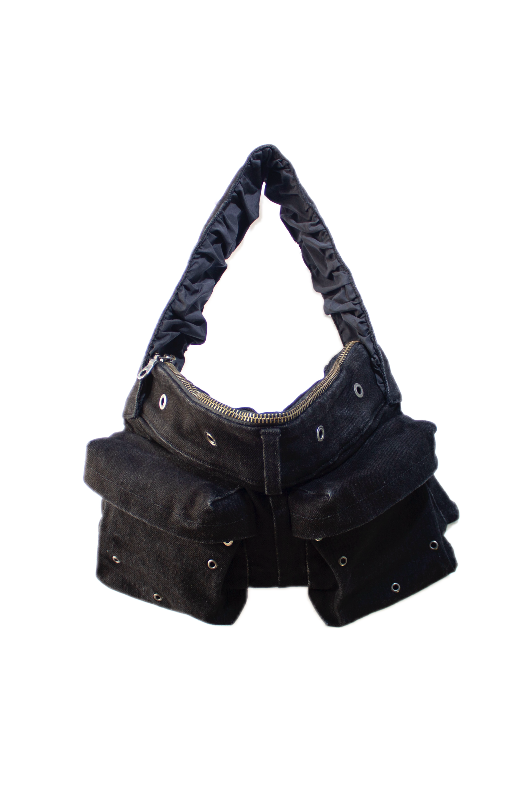 Black denim trouser bag
